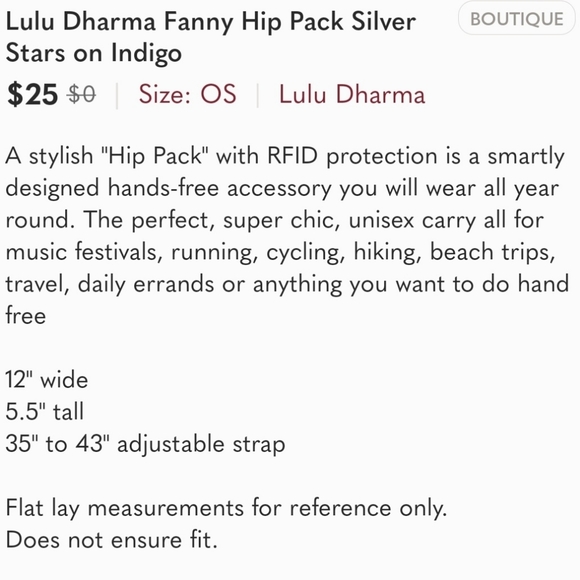 Lulu Dharma Fanny Hip Pack Silver Stars on Indigo - Picture 11 of 11